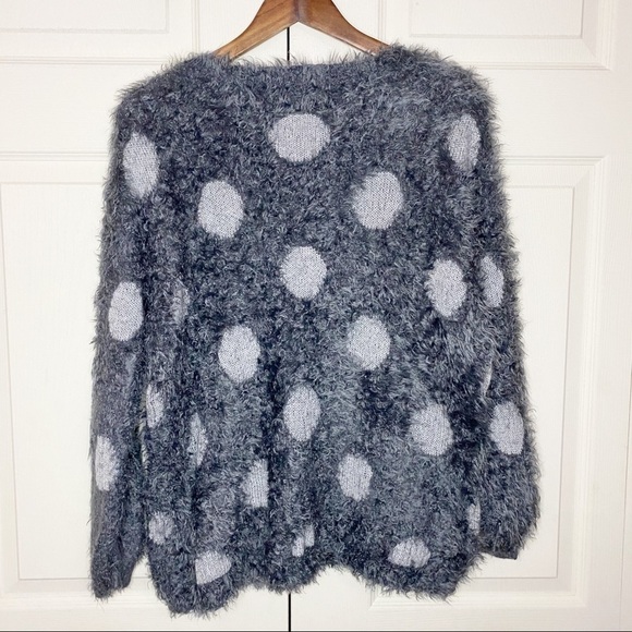 Joseph A Eyelash Soft Cozy Polka Dot Gray Sweater - Picture 7 of 8